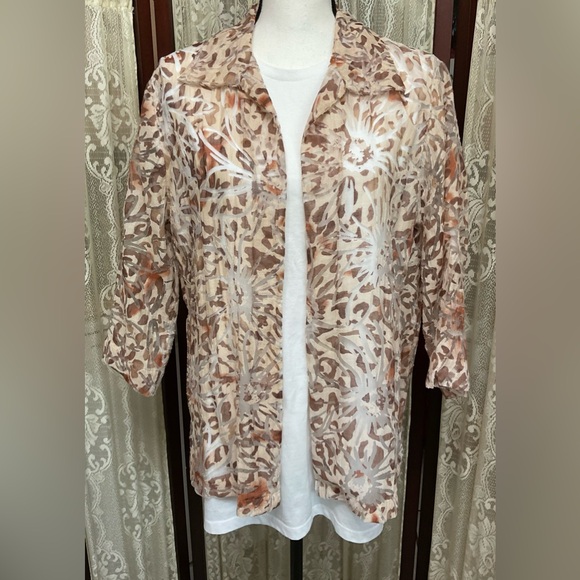BonWorth Tops - BONWORTH OPEN FRONT SHEER OVER SHIRT - SZ SMALL